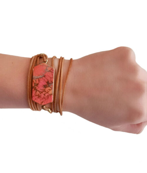 pulsera-boho-piedra-rosa
